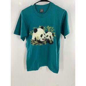 Vintage 2001 Panda Bear Nature T-Shirt Size Small 90s Single Stitch Made In USA